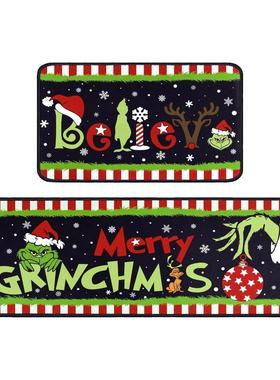 Christmas Grinch Green Haired Monster Kitchen Absorbent Mat