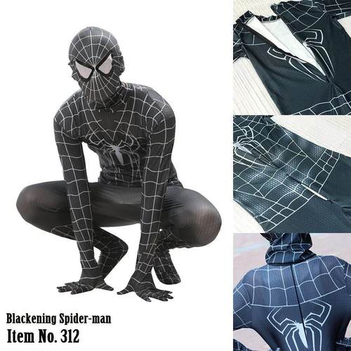 MARVEL Black Spider-man Costumes Blackening Spiderman Cospla