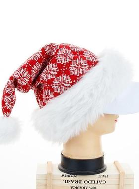 Christmas Hat with Faux Fur, Striped Santa Hat for Decor圣诞