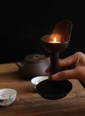 American Country Cast Iron Old Candlestick Kerosene Lamp Old