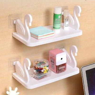 Bathroom Storage Rack Swan Design Wall Mounted, Plastic