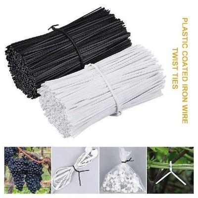 Reusable Black Plastic Coated Iron Wire White Twist Ties