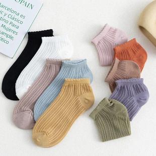 5 Pairs Women Cotton Short Socks Summer Thin Mesh Low Cut So