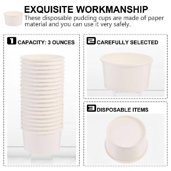 100pcs Ice Cream Cups Disposable 3oz Paper Containers for