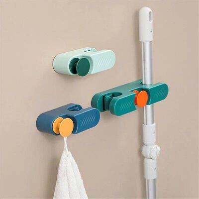 Mop ， Double Clip ， Clip Nail Free Wall Mop Rack Receive