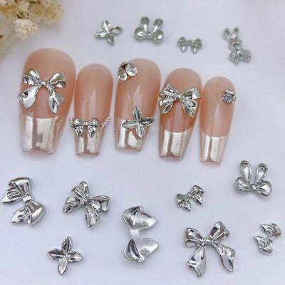 10pcs Bowknot Butterfly Shaped Nail Charm Star Flower Metal