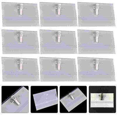 50 Pcs Labels Tag Transparent Badge Work Id Holder Clip
