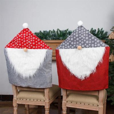 Burlap Chair Cover - Faceless Forest Gnome Christmas Decor