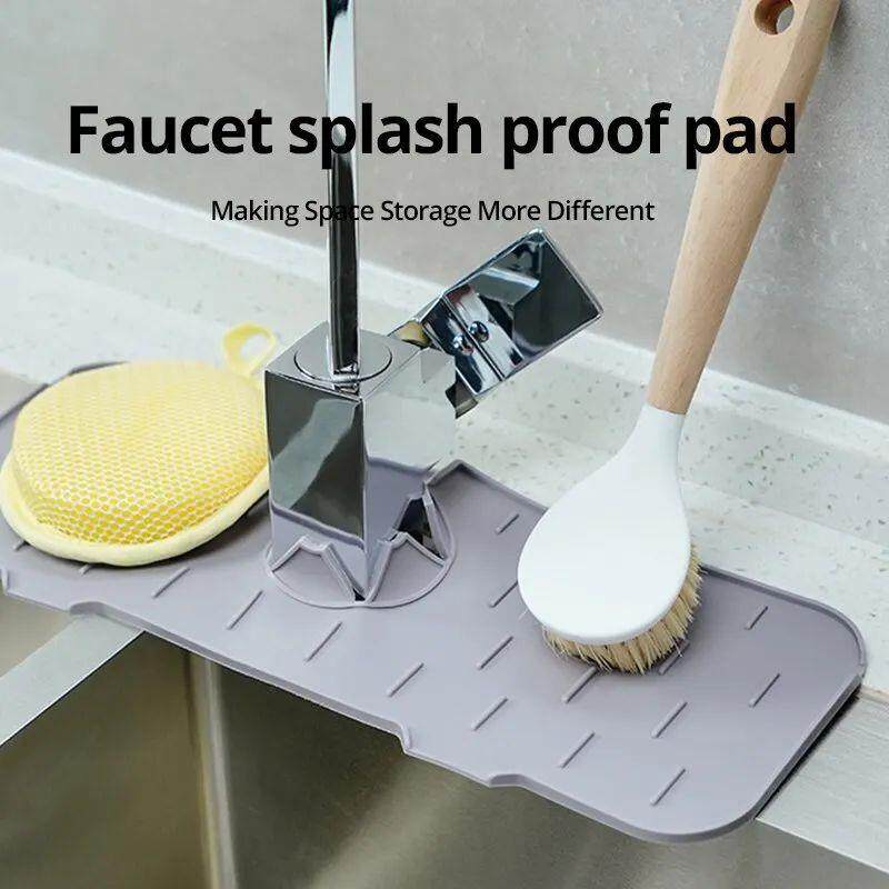 1PC Grey 37X14CM Kitchen Faucet Absorbent Mat Sink Splash Gu
