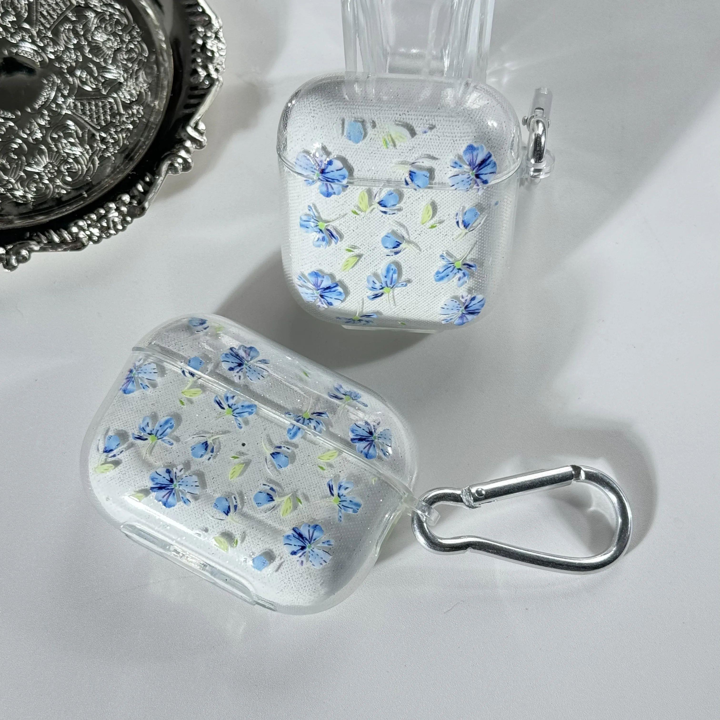 For AirPods Pro/Pro2 Case Flowers Butterfly Clear TPU Earpho