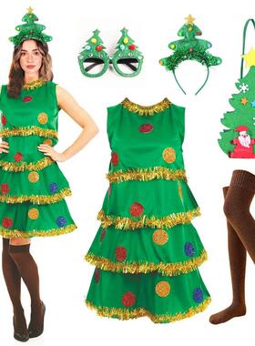 Imcute Women Christmas Tree Costume Sleeveless Round Neck Ca