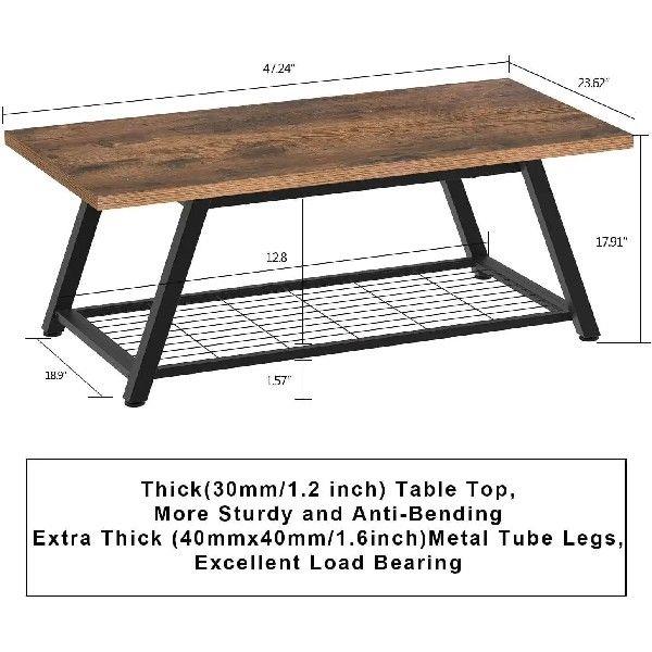 Farmhouse Wooden and Metal Living Room Coffee Table with