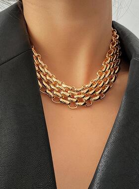 PuRui Punk Chunky Chain Choker Necklace for Women Hip Hop Go