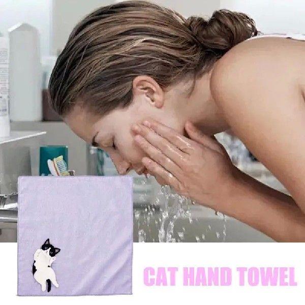 Hand Towel Small Hand Towel For Kids Cat Pattern Pocket