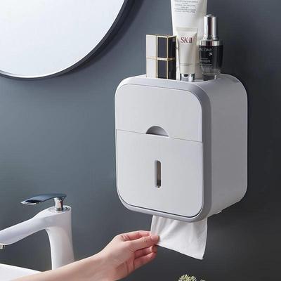 Toilet Paper Holder Wall Mounted Tube Tray Tissue Box Shelf