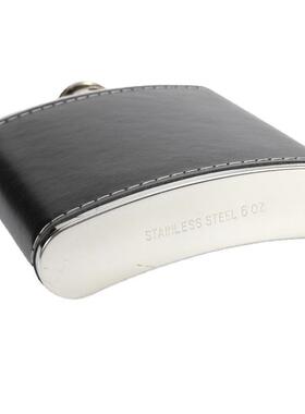 Mini 6oz Pu Leather Wrapped Metal Whisky Flagon Gloss Stainl