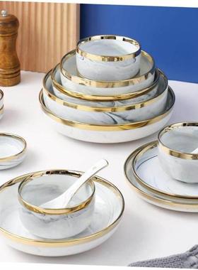 Marble Dinner Plate Set Ceramic Kitchen Plate Tableware Set1