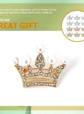 12 Pcs Crown Brooches Women Clothes Brooch Lapels Alloy
