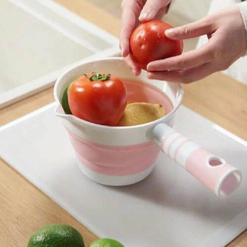 1pc Foldable Water Scoop Ladle Grey Kitchen Utensil Hanging
