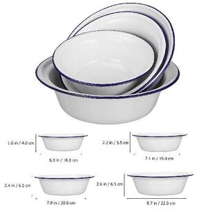 Enamel Bowl Set Retro Bowls for Kitchen Unbreakable