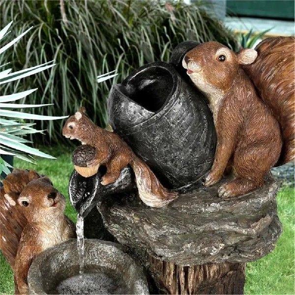 Squirrel Garden Water Fountain Resin Animal Garden