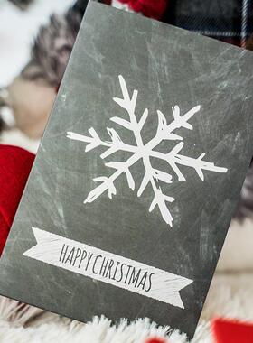 Black Christmas Tree Greeting Card Vintage Style Envelope