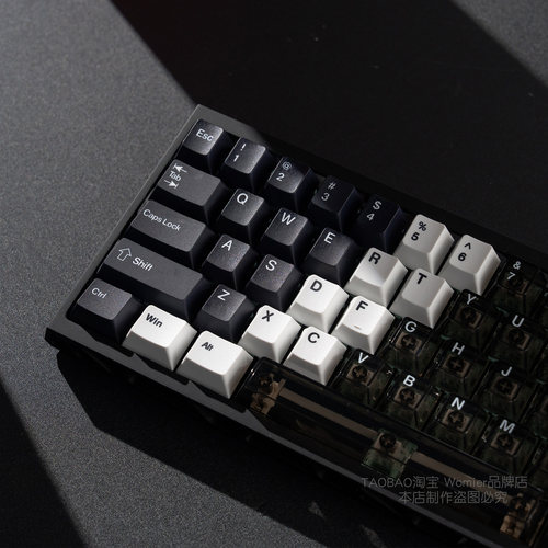 womier双拼pbtpc透明雾透机械键盘68-87-108键帽客制化粉色透光