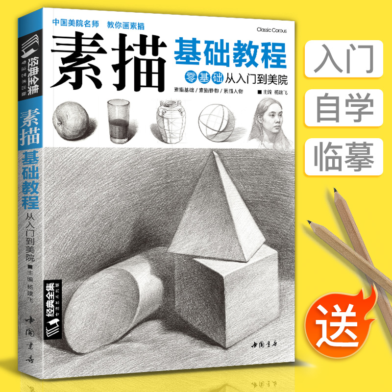 初学者入门教程 铅笔手绘画画册本从单个体石膏几何体成人美术的诀窍