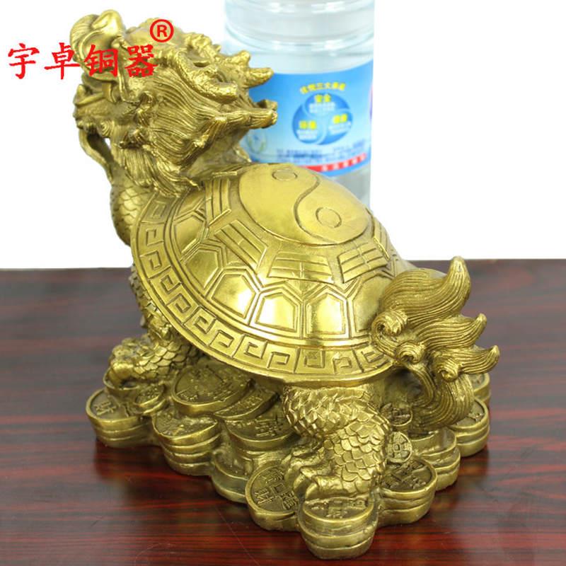 纯铜龙龟 黄铜龙龟龙头龟霸下赑屃工艺品摆件*