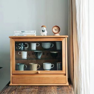 日式餐边柜厨房餐桌杯子收纳柜手办展示柜储物柜玻璃咖啡杯小碗柜
