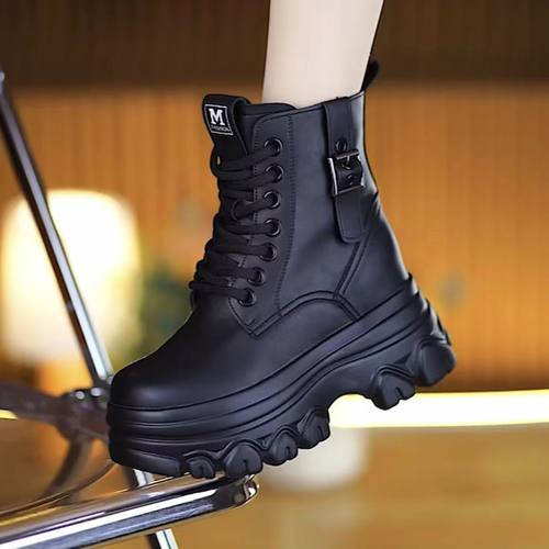 品牌清仓真皮增高马丁靴厚底短靴