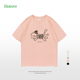 Guozii粉色正肩短袖 t恤女男可爱小狗设计感纯棉ins小众上衣女夏季