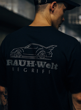 RWB-DPLS联名T恤休闲黑白圆领短袖经典创意银标赛车印花男女真品