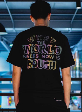 RWB-DPLS 潮牌联名简约短袖休闲字母T恤男女炫彩趣味反光印花圆领