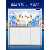 鱼缸背景壁纸家和万事兴字画水族箱贴纸立体图高清免胶自粘静电贴