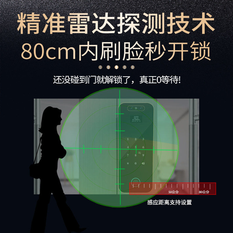 烈兔人脸识别指纹锁办公室玻璃门密码锁电子锁智能锁门禁公司双门