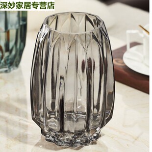 高级感玻璃花瓶2021新款水培百合花专用插花器轻奢高端大气设计感