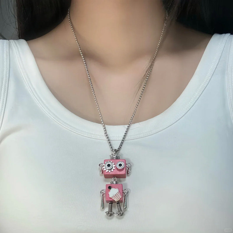 朋克木质手工蒸汽小机器人项链原项链