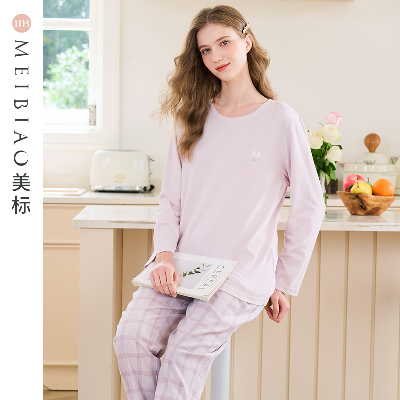 美标女士纯棉长袖卡通睡衣