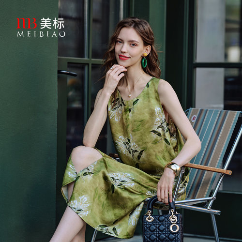 美标真丝无袖背心连衣裙睡裙
