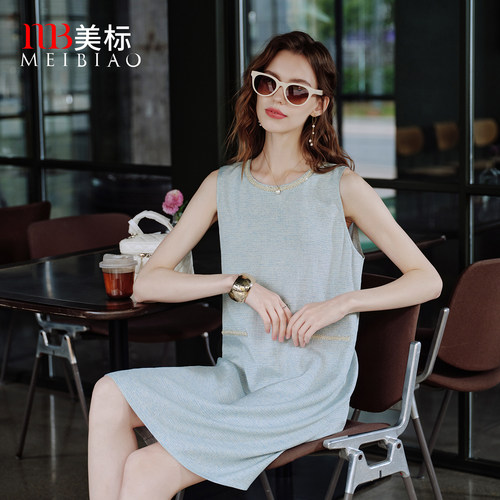 美标女桑蚕丝夏季小香风无袖睡裙