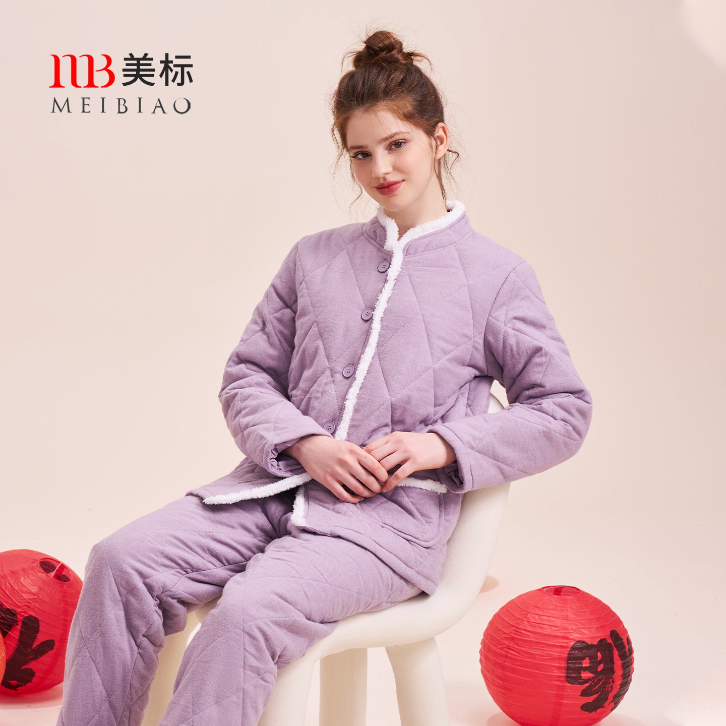 美标女士三层加厚夹棉女士套装