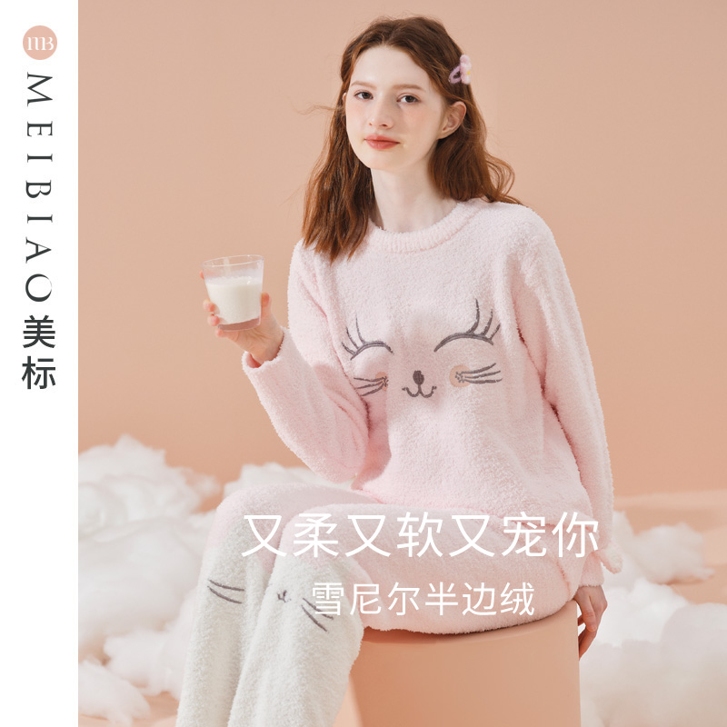 美标女士雪尼尔卡通套装