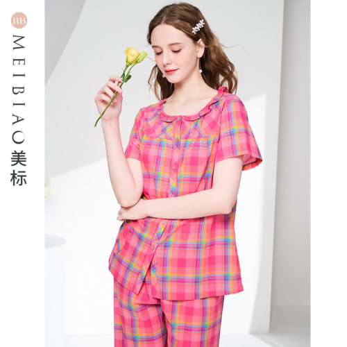 美标纯棉短袖睡衣套装