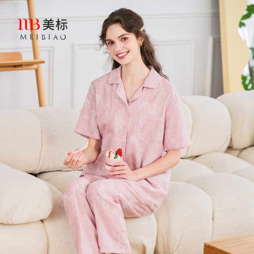 美标女士纯棉短袖睡衣套装