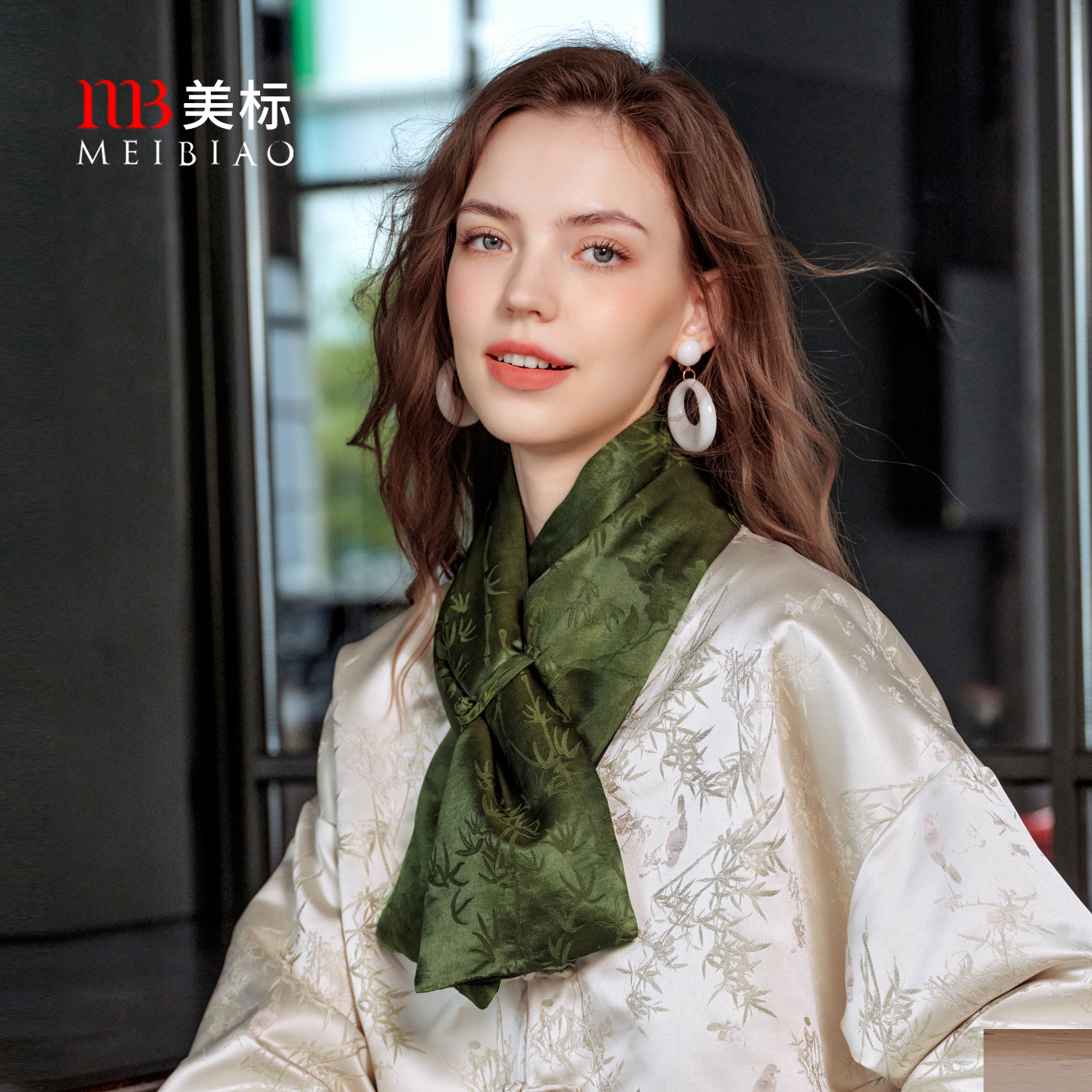 美标新款真丝围巾女冬100%桑蚕丝填充保暖加厚百搭时尚中国风围脖