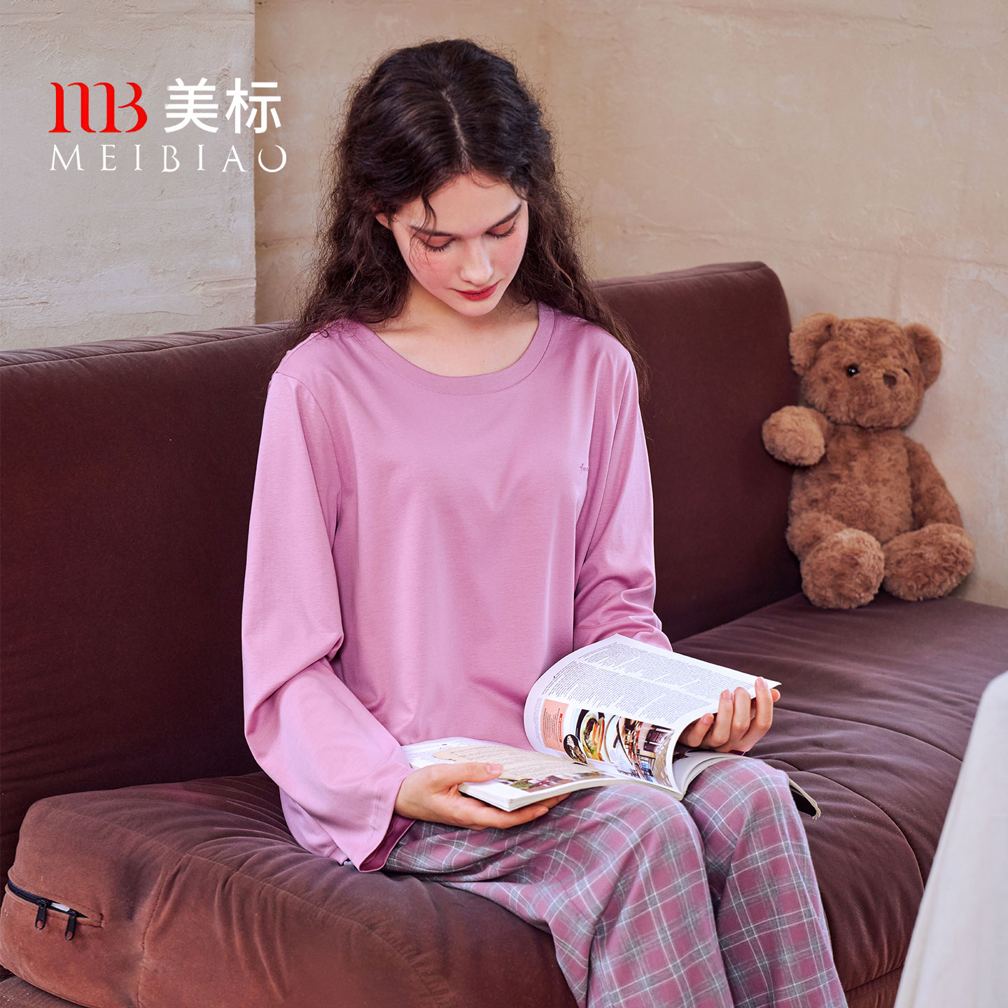 美标女士纯棉休闲长袖套装