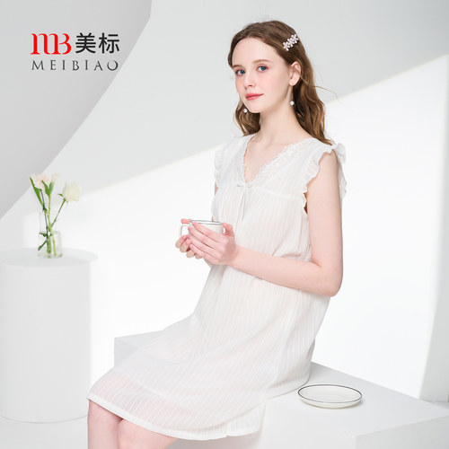 美标纯棉甜美无袖睡裙