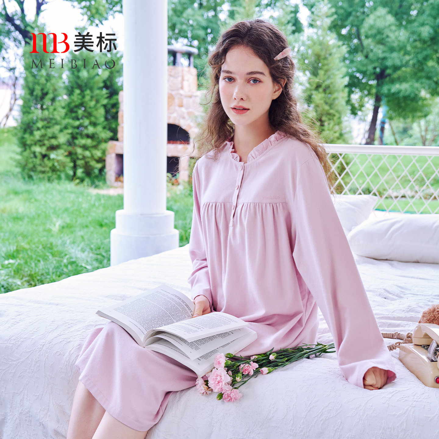 美标纯棉长袖磨毛睡裙