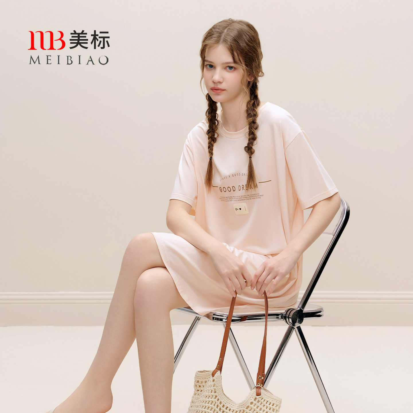 美标女士纯棉短袖针织棉睡裙图片